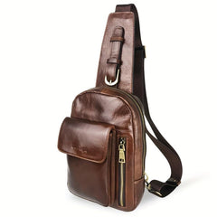 Men's Leather Vintage Crossbody Bag Multifunction Diagonal Shoulder Bag