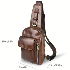 Men's Leather Vintage Crossbody Bag Multifunction Diagonal Shoulder Bag