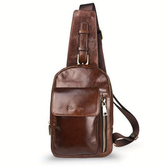 Men's Leather Vintage Crossbody Bag Multifunction Diagonal Shoulder Bag
