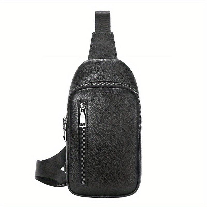 Men's Leather Sling Bag Backpack Outdoor Daypack Chest Pack Coffee