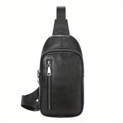 Men's Leather Sling Bag Backpack Outdoor Daypack Chest Pack Coffee