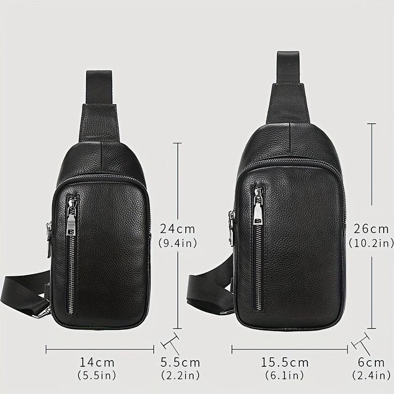 Men's Leather Sling Bag Backpack Outdoor Daypack Chest Pack Coffee