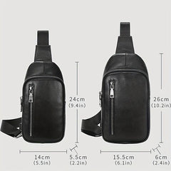 Men's Leather Sling Bag Backpack Outdoor Daypack Chest Pack Coffee