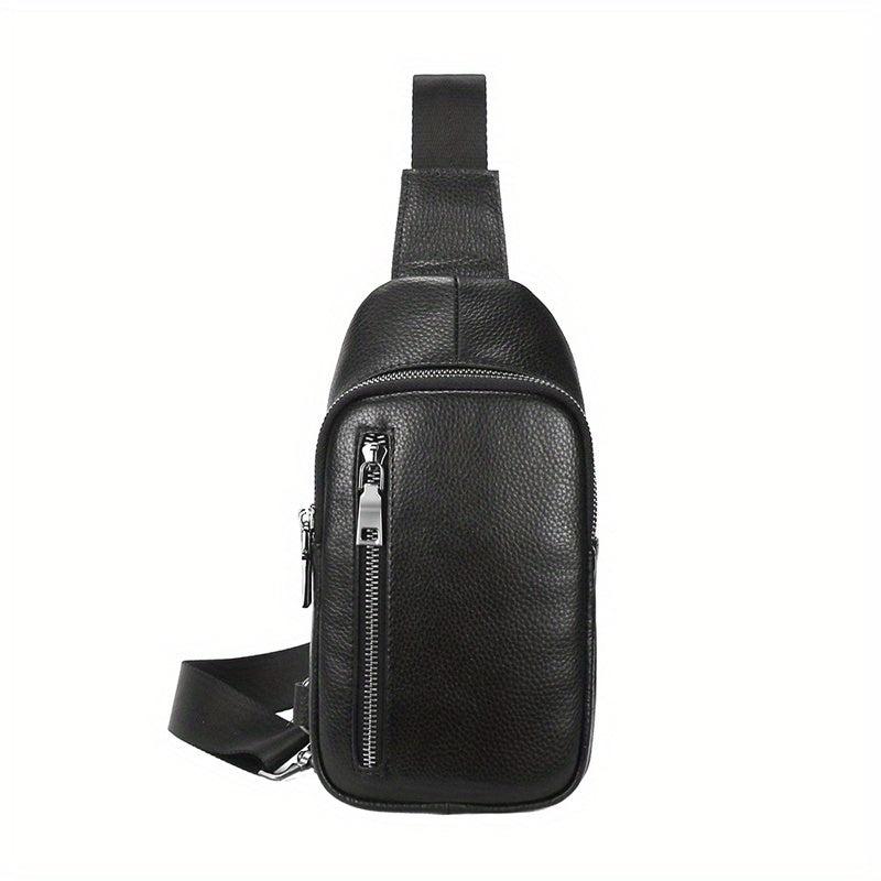 Men's Leather Sling Bag Backpack Outdoor Daypack Chest Pack Coffee
