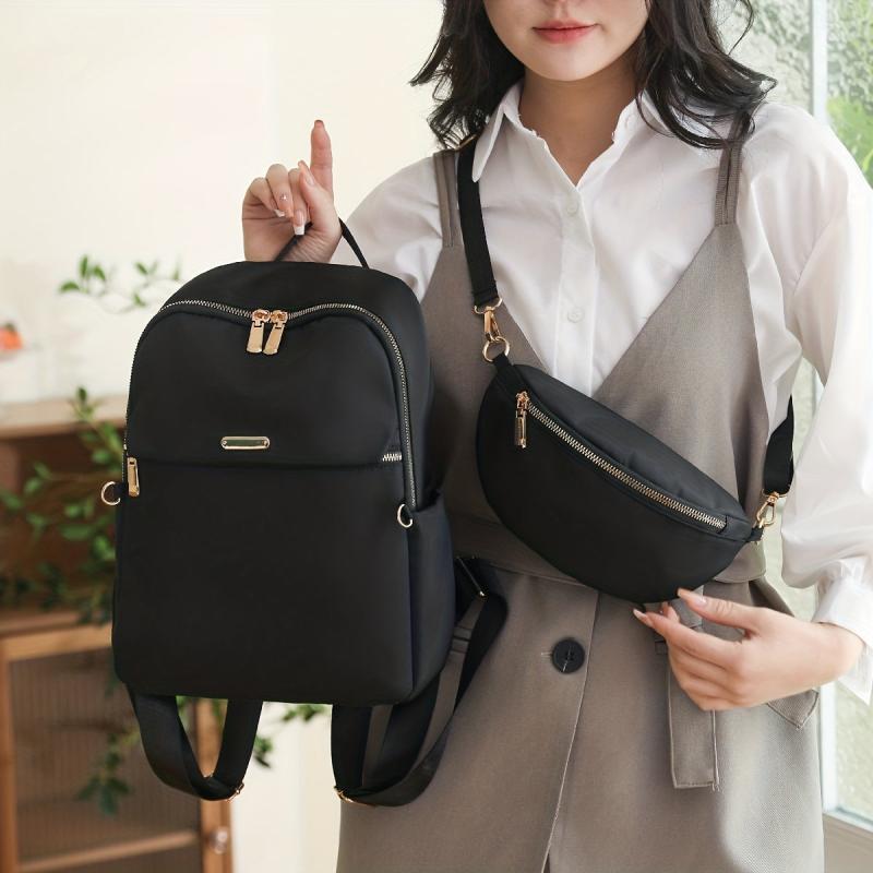 Functional Backpack Purse Zipper Preppy Back To School Daypack