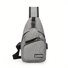 Men's Chest Bag USB Charging Canvas Messenger Bag