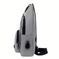 Men's Chest Bag USB Charging Canvas Messenger Bag