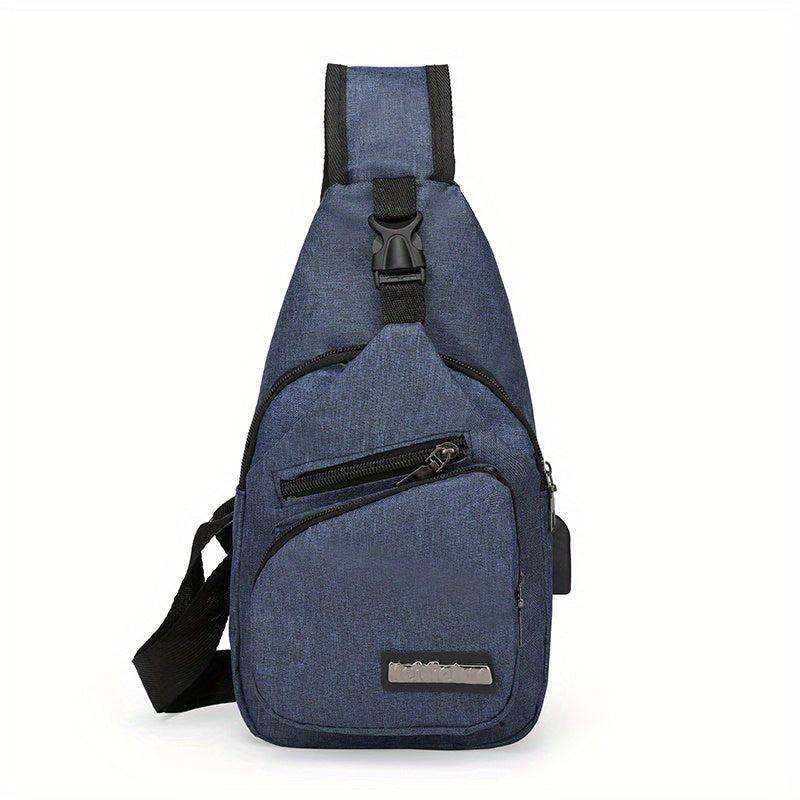 Men's Chest Bag USB Charging Canvas Messenger Bag