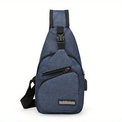 Men's Chest Bag USB Charging Canvas Messenger Bag