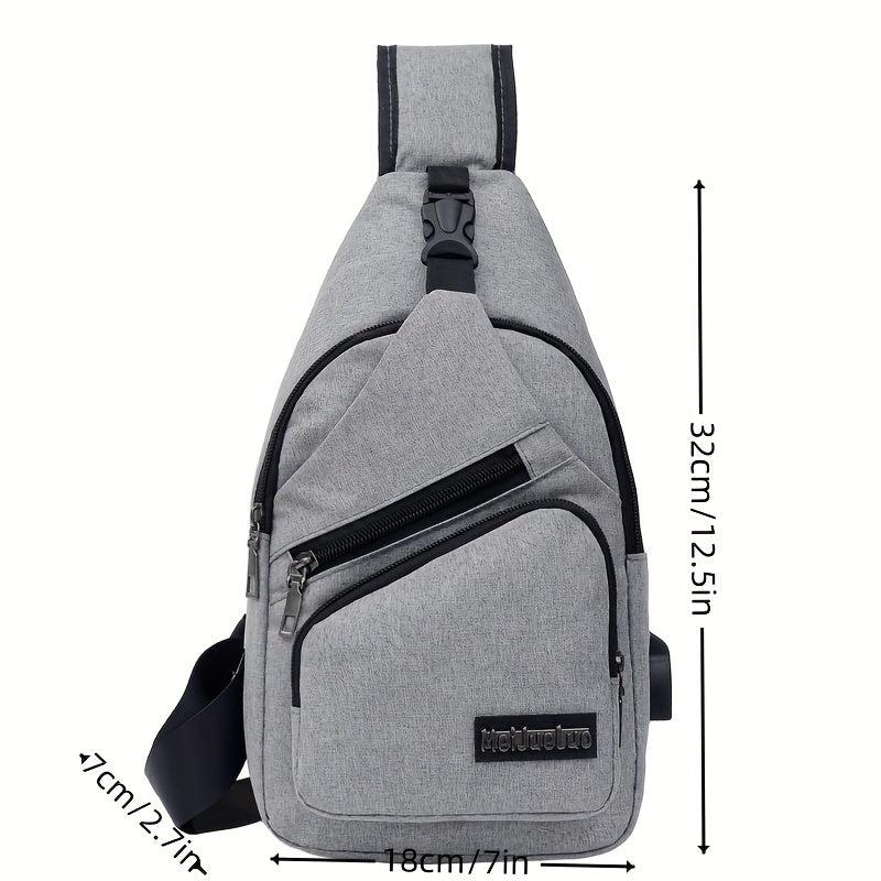 Men's Chest Bag USB Charging Canvas Messenger Bag