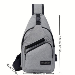 Men's Chest Bag USB Charging Canvas Messenger Bag