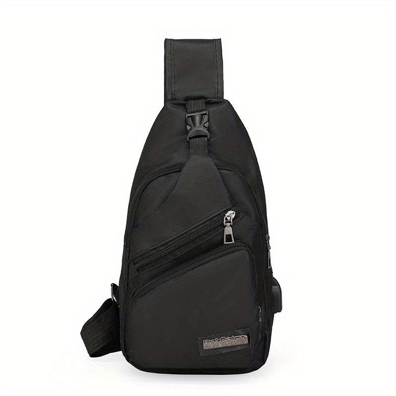 Men's Chest Bag USB Charging Canvas Messenger Bag
