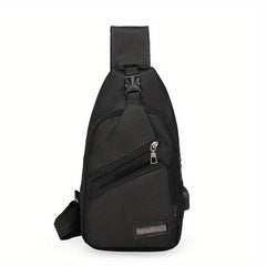 Men's Chest Bag USB Charging Canvas Messenger Bag