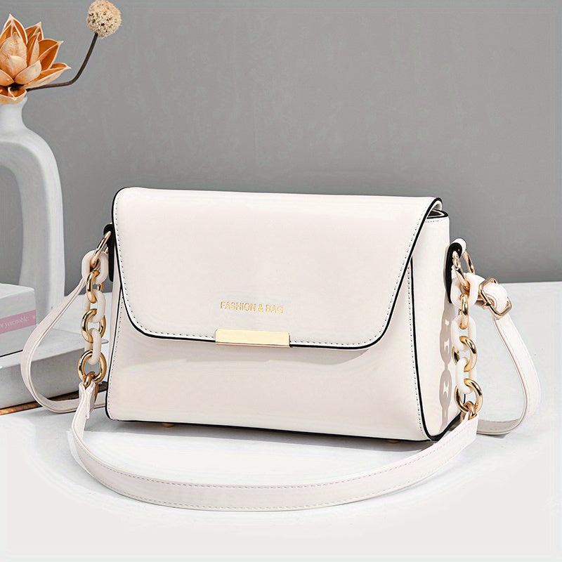 PU Leather Flap Crossbody Bag Small Square Handbag