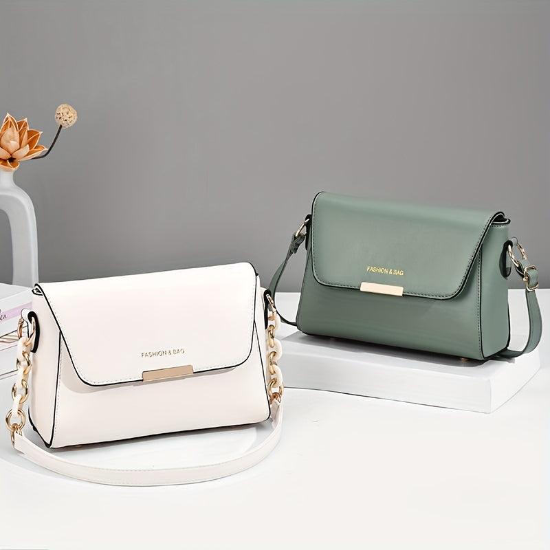PU Leather Flap Crossbody Bag Small Square Handbag