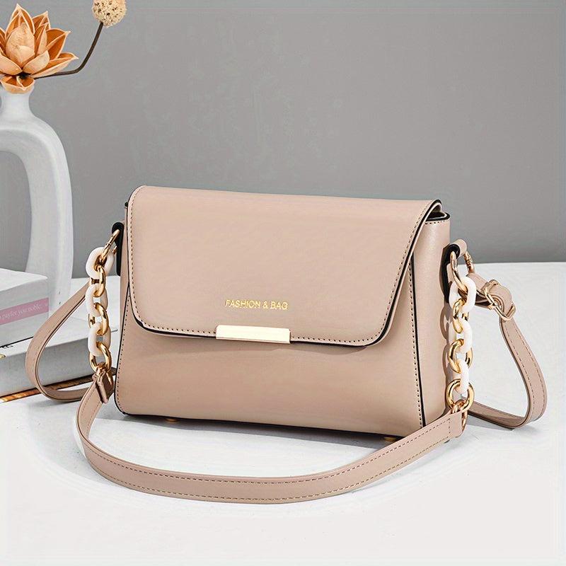 PU Leather Flap Crossbody Bag Small Square Handbag