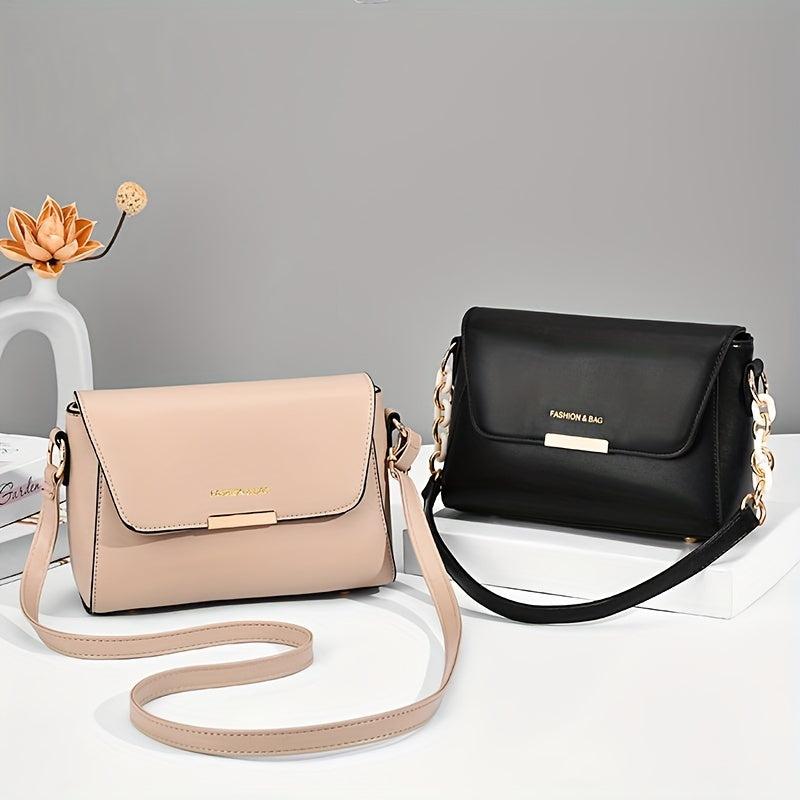 PU Leather Flap Crossbody Bag Small Square Handbag