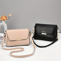 PU Leather Flap Crossbody Bag Small Square Handbag