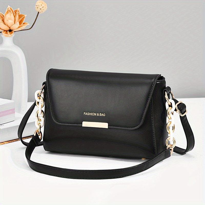 PU Leather Flap Crossbody Bag Small Square Handbag