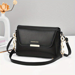 PU Leather Flap Crossbody Bag Small Square Handbag