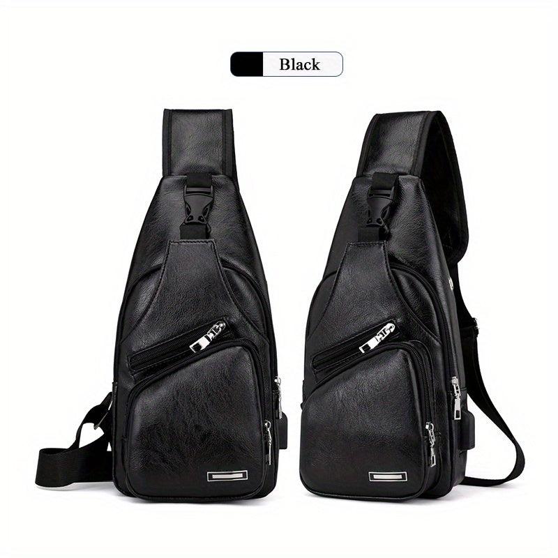 Multifunctional Chest Crossbody Bag with USB Charging Port & Headphone Jack