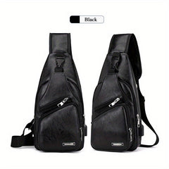 Multifunctional Chest Crossbody Bag with USB Charging Port & Headphone Jack