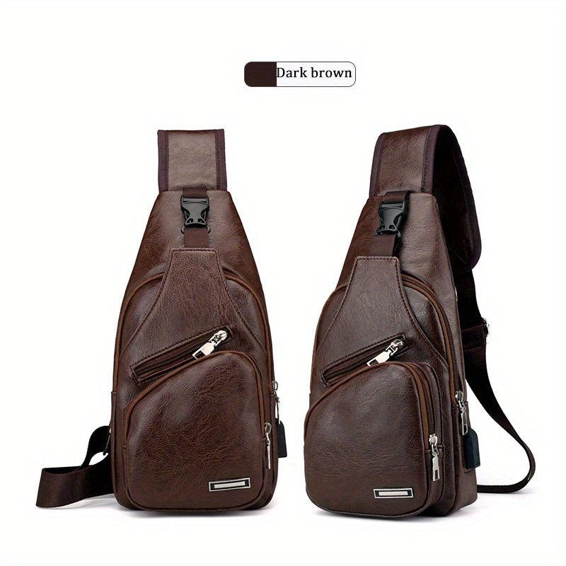 Multifunctional Chest Crossbody Bag with USB Charging Port & Headphone Jack