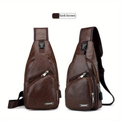 Multifunctional Chest Crossbody Bag with USB Charging Port & Headphone Jack