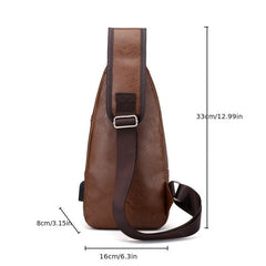 Multifunctional Chest Crossbody Bag with USB Charging Port & Headphone Jack