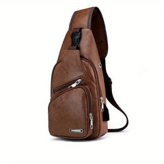 Multifunctional Chest Crossbody Bag with USB Charging Port & Headphone Jack