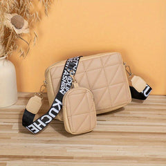 Quilted Crossbody Bag With Wide Shoulder Strap