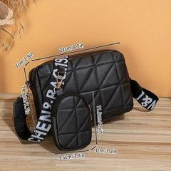 Quilted Crossbody Bag With Wide Shoulder Strap