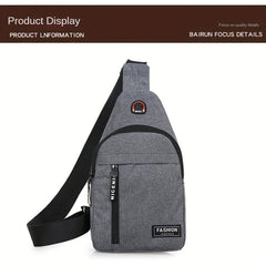 Canvas Chest Bag with Earphone Hole Outdoor Crossbody Bag