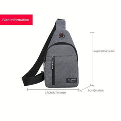 Canvas Chest Bag with Earphone Hole Outdoor Crossbody Bag