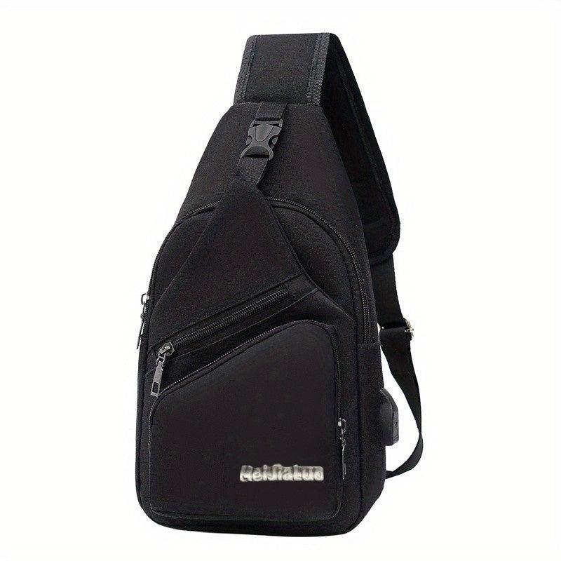 Men's Canvas Bag USB Charging Chest Backpack Shoulder Messenger Bag