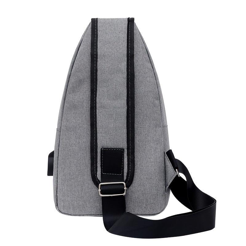 Men's Canvas Bag USB Charging Chest Backpack Shoulder Messenger Bag