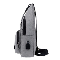 Men's Canvas Bag USB Charging Chest Backpack Shoulder Messenger Bag