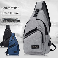 Men's Canvas Bag USB Charging Chest Backpack Shoulder Messenger Bag