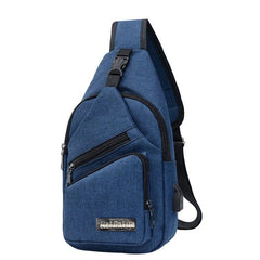 Men's Canvas Bag USB Charging Chest Backpack Shoulder Messenger Bag