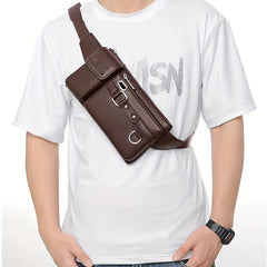 Men's Waterproof Leather Chest Bag Business Wear resistant Strap