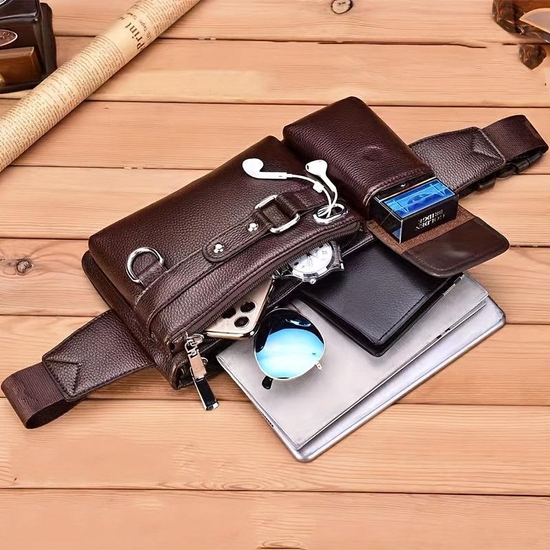 Men's Waterproof Leather Chest Bag Business Wear resistant Strap