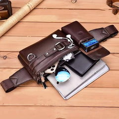 Men's Waterproof Leather Chest Bag Business Wear resistant Strap