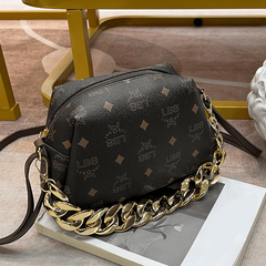 Vintage Printed Crossbody Bag Stylish Messenger Bag with Chain Handle