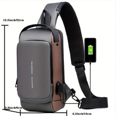 Outdoor Sports Chest Bag With USB Charging And Password Lock