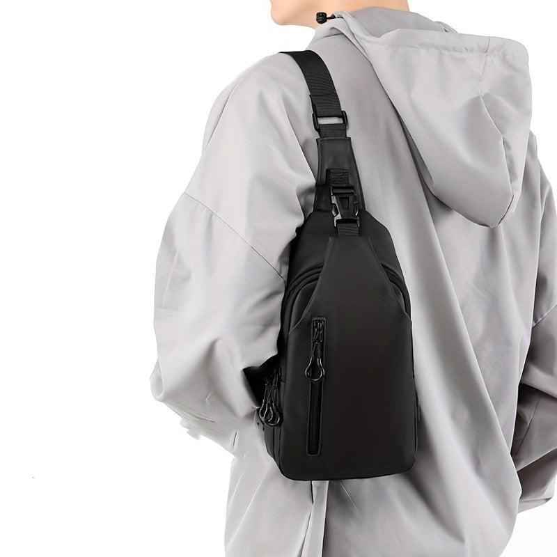 Casual Messenger Bag Men's Large Capacity USB Charging Chest Bag
