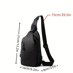 Casual Messenger Bag Men's Large Capacity USB Charging Chest Bag