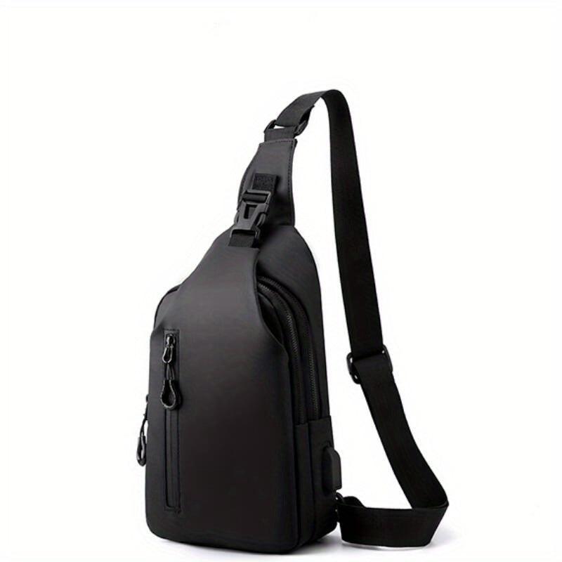 Casual Messenger Bag Men's Large Capacity USB Charging Chest Bag