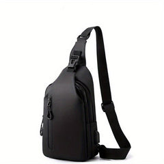 Casual Messenger Bag Men's Large Capacity USB Charging Chest Bag