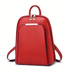 Women's Small Faux Leather Backpack Zipper Closure