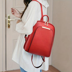 Women's Small Faux Leather Backpack Zipper Closure